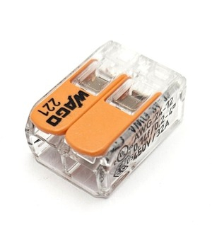 221-412 Svorka WAGO páčka 2 x 0,14-4 mm2 licna, 2 x 0,2-4 mm2 pevný