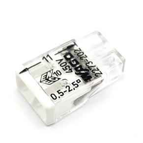 2273-202 Krabicová svorka WAGO 2 x 0,5-2,5 mm2 pevný drát, transp. / bílá