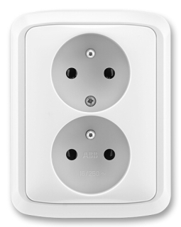 ABB TANGO 5512A-2349 B Zásuvka dvojnásobná s ochrannými kolíky bílá