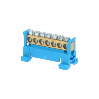 Můstek N 7 (svorkovnice 7x16mm2), nekrytý IP00, modrý, 63A, na DIN