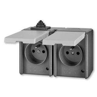 ABB PRAKTIK 5518-2029 S Zásuvka dvojnásobná, IP44 šedá