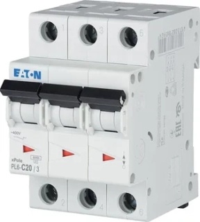 PL6-C20/3 286602 Jistič PL6, char C, 3-pólový, 6kA, 20A