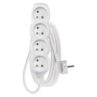 P0413 Prodlužovací kabel 3 m / 4 zásuvky / bílý / PVC / 1 mm2