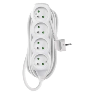 P0415 Prodlužovací kabel 5 m / 4 zásuvky / bílý / PVC / 1 mm2