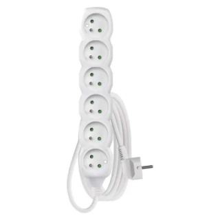P0613 Prodlužovací kabel 3 m / 6 zásuvek / bílý / PVC / 1 mm2