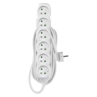 P0615 Prodlužovací kabel 5 m / 6 zásuvek / bílý / PVC / 1 mm2