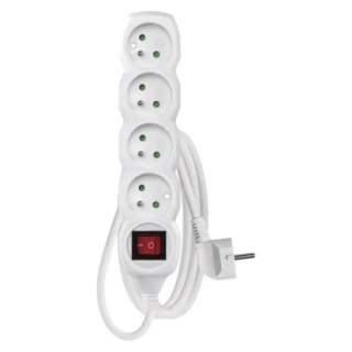 P1412 Prodlužovací kabel 2 m / 4 zásuvky / s vypínačem / bílý / PVC / 1 mm2