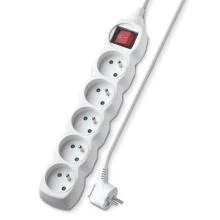 GEC53S Prodlužovací kabel 5 zásuvek 3m Geti GEC53S s vypínačem