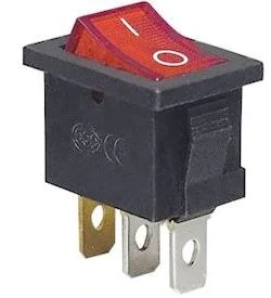 L468A Vypínač kolébkový, OFF-ON 1pól.250V/6A, červený, prosvětlený