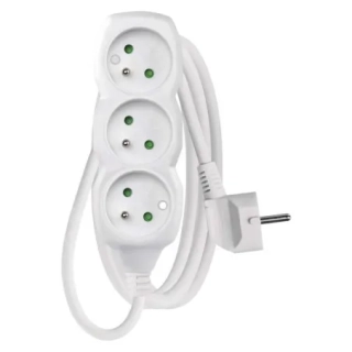 P0311 Prodlužovací kabel 1,5 m / 3 zásuvky / bílý / PVC / 1 mm2